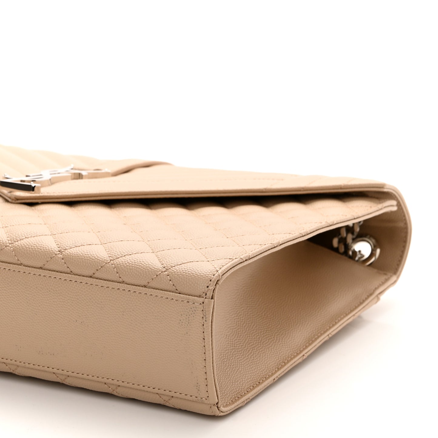 Grain De Poudre Mixed Matelasse Large Triquilt Monogram Satchel Dark Beige