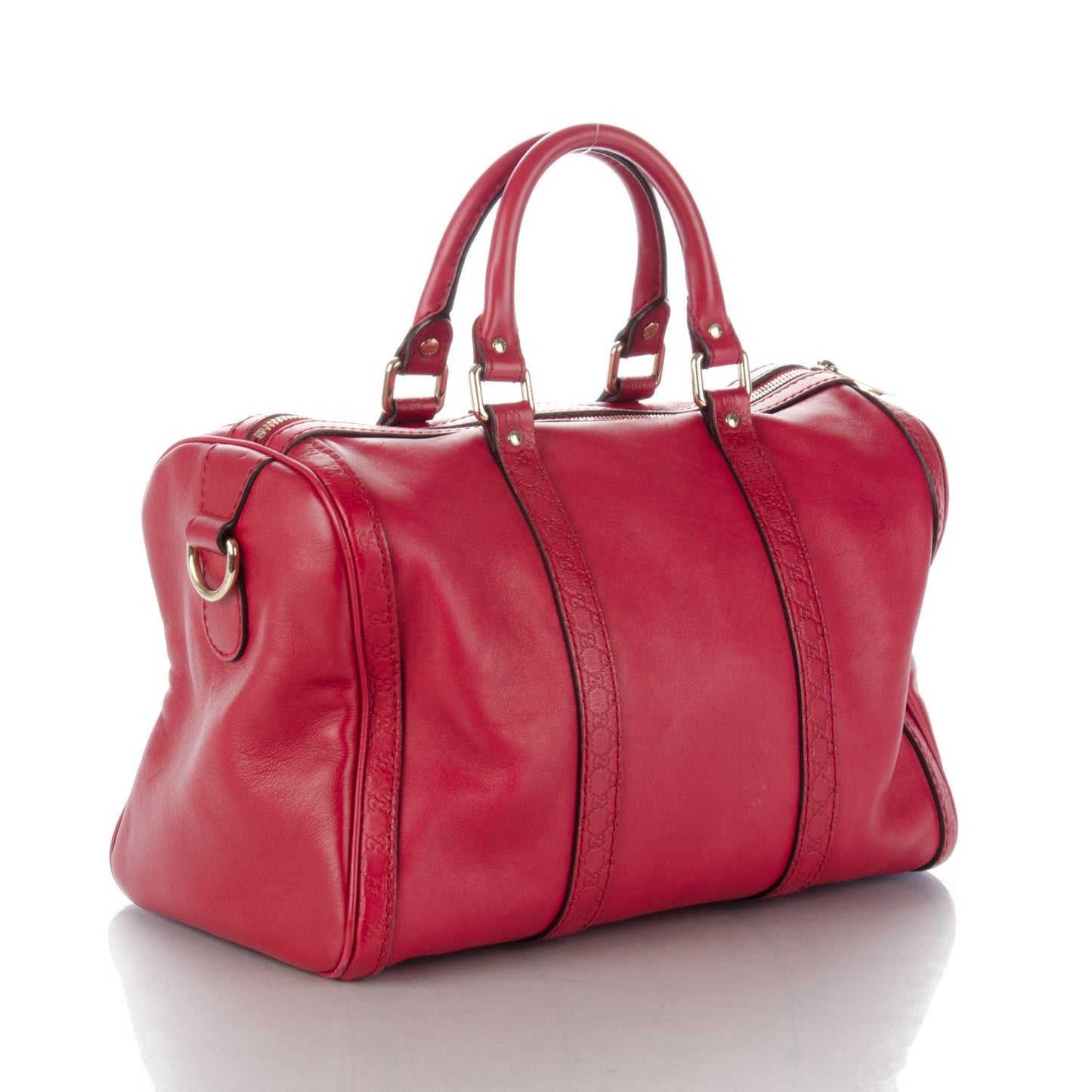 Calfskin Microguccissima Trim Medium Boston Raspberry Red