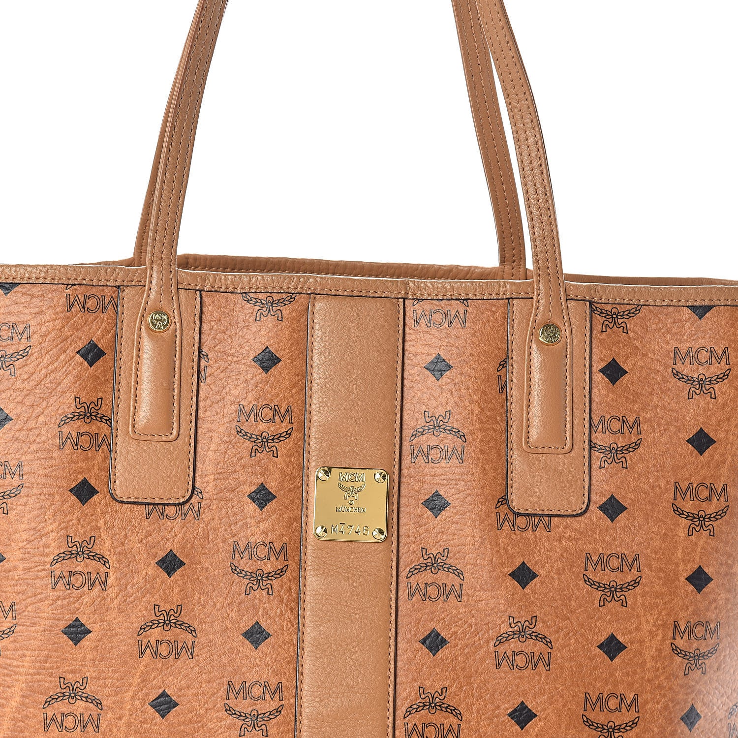 MCM Visetos Medium Liz Reversible Shopper Tote Cognac 10 of 15