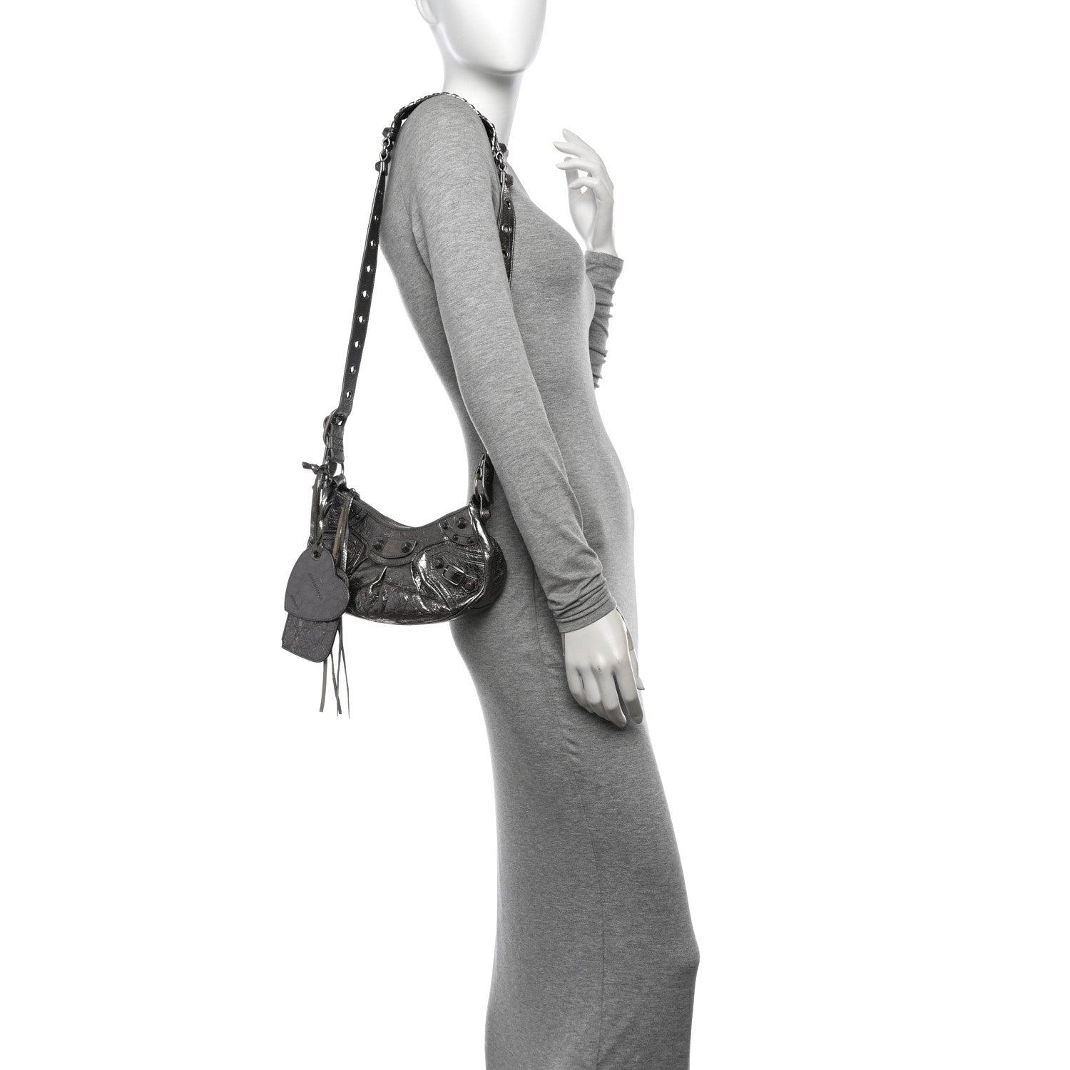 Balenciaga Metallic Agneau Arena Le Cagole Shoulder Bag XS Silver 2 of 14