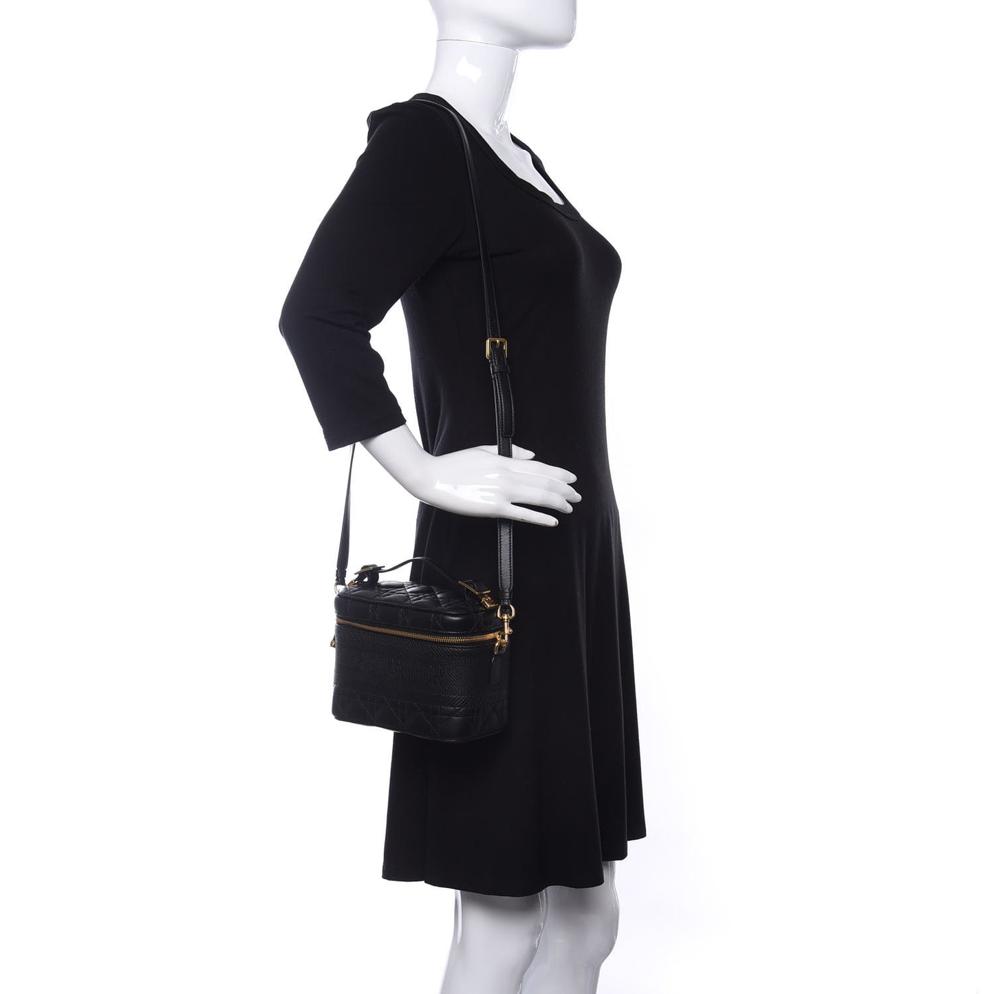 Lambskin Cannage Small Diortravel Vanity Case Black