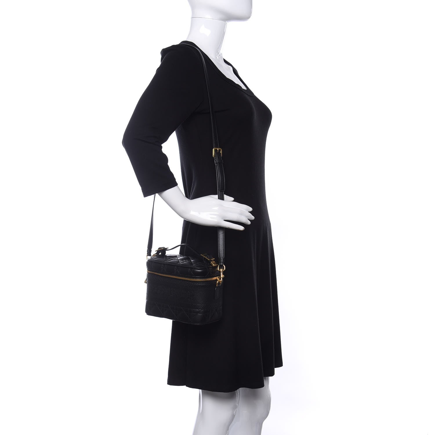 Christian Dior Lambskin Cannage Small Diortravel Vanity Case Black 2 of 11