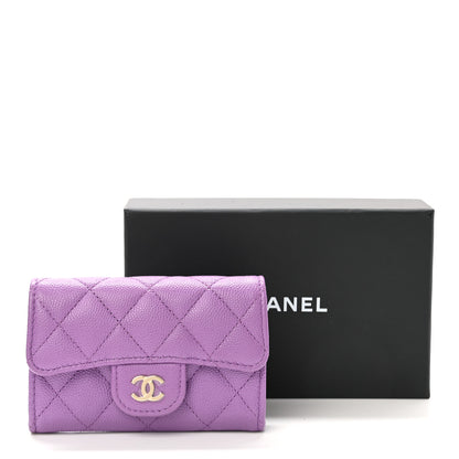 Chanel Caviar Quilted Flap Card Holder Wallet Purple 10 of 10
