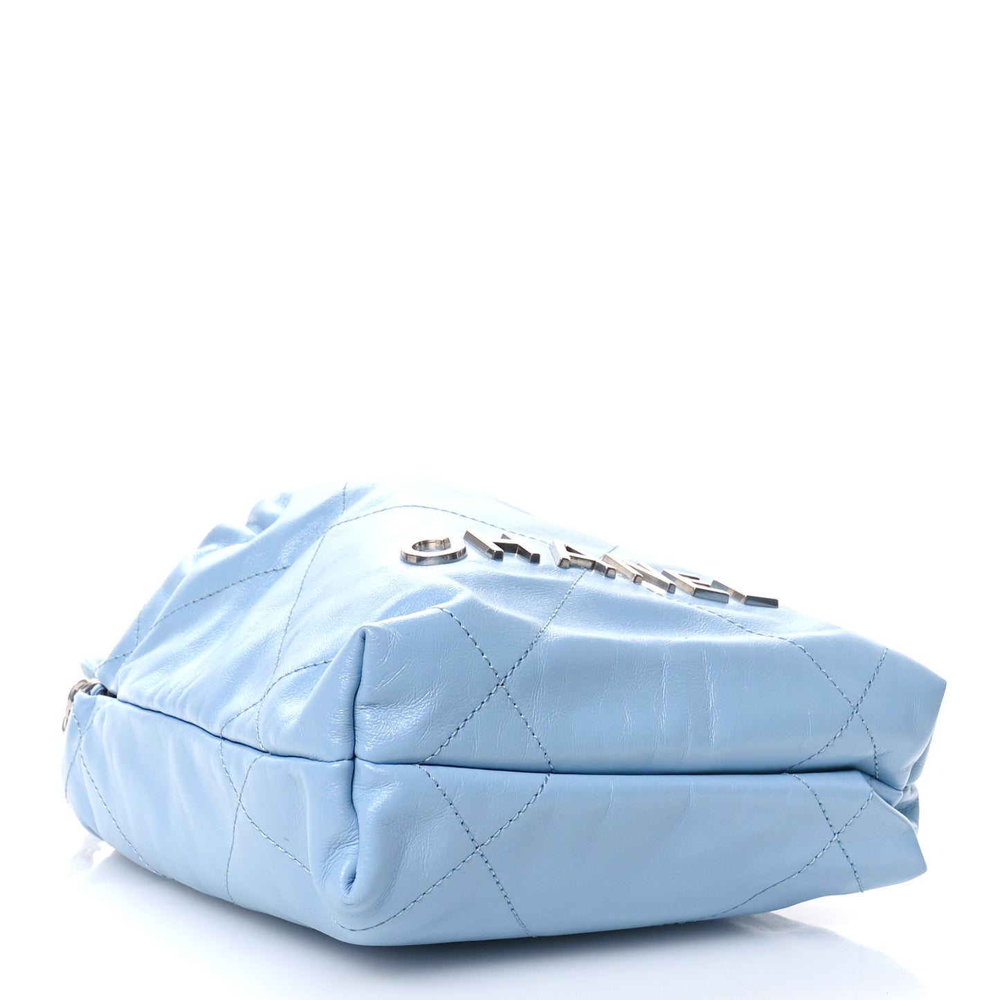 Shiny Calfskin Quilted Mini Chanel 22 Light Blue