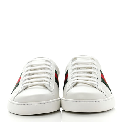 Gucci Miro Soft Calfskin Laminated Ayers Web Bee Embroidered Mens Ace Sneakers 7.5 White Red Flame Green 2 of 10
