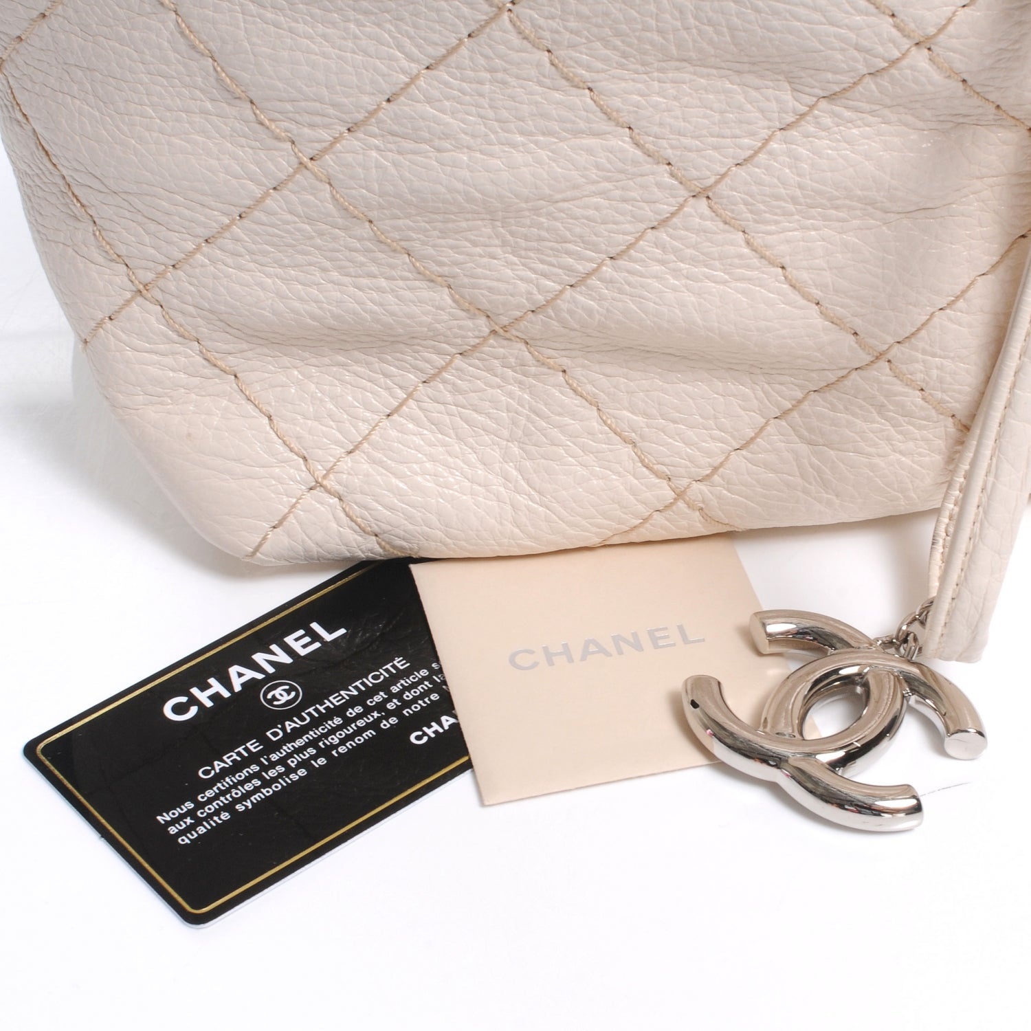Chanel Glazed Calfskin On The Road Drawstring Tote Ivory 5 of 8
