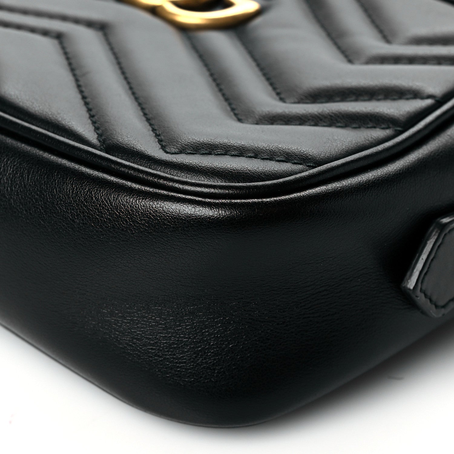 Gucci Calfskin Matelasse Mini GG Marmont Chain Shoulder Bag Black 11 of 11