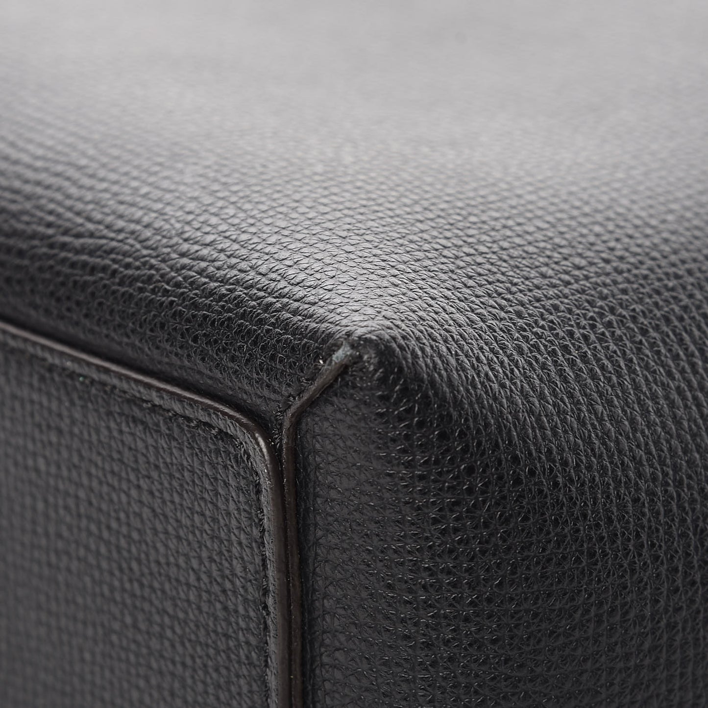 Grainy Calfskin Haymarket Check Medium Reversible Tote Black