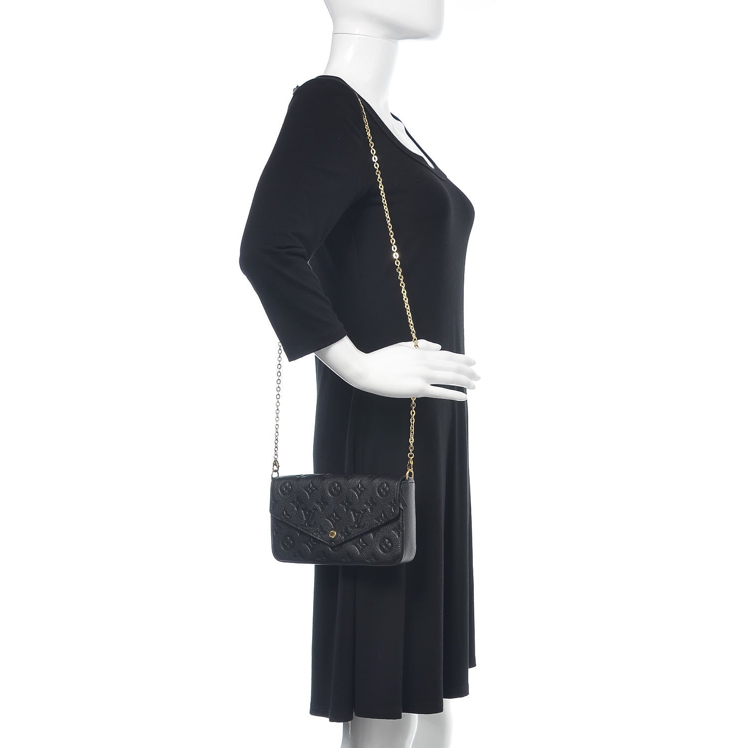 Louis Vuitton Empreinte Pochette Felicie Chain Wallet Black 2 of 12