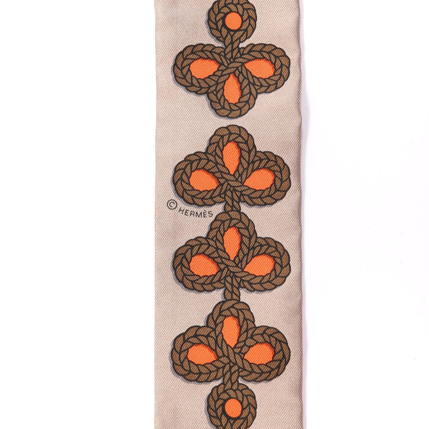 Hermes Silk Galons Et Brandebourg Twilly Orange Mastic Bronze 3 of 3