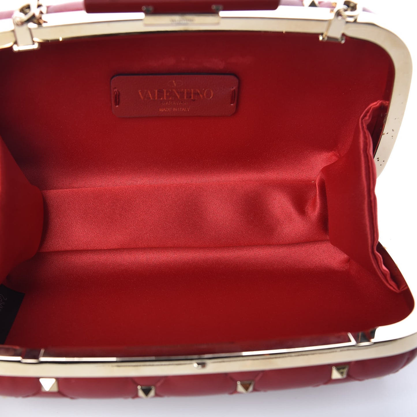Nappa Rockstud Spike Minaudiere Clutch Rosso Valentino