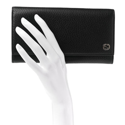 Gucci Pebbled Calfskin Interlocking G Continental Wallet Black 2 of 7
