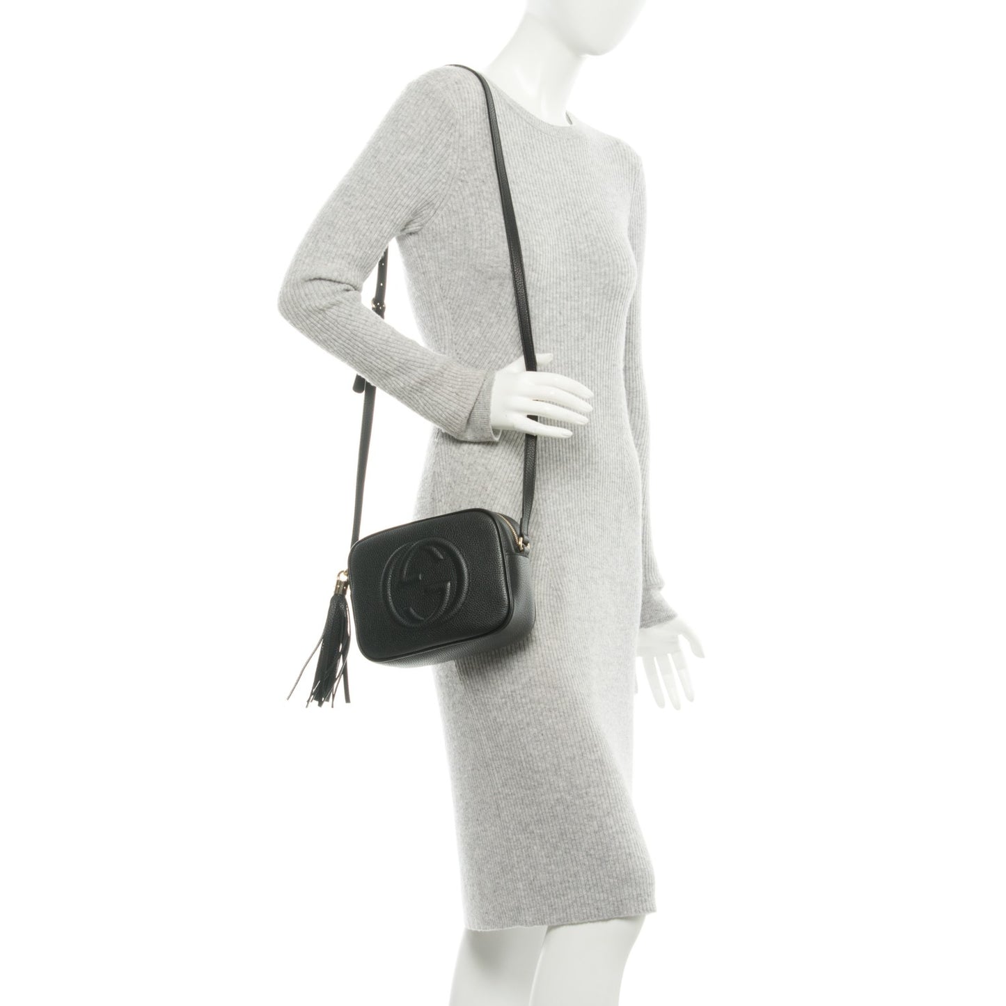 Pebbled Calfskin Small Soho Disco Bag Black