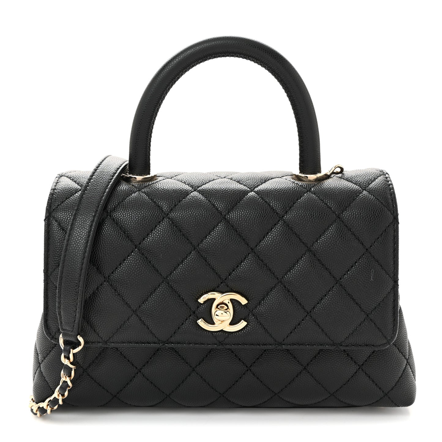 Caviar Quilted Mini Coco Handle Flap Black