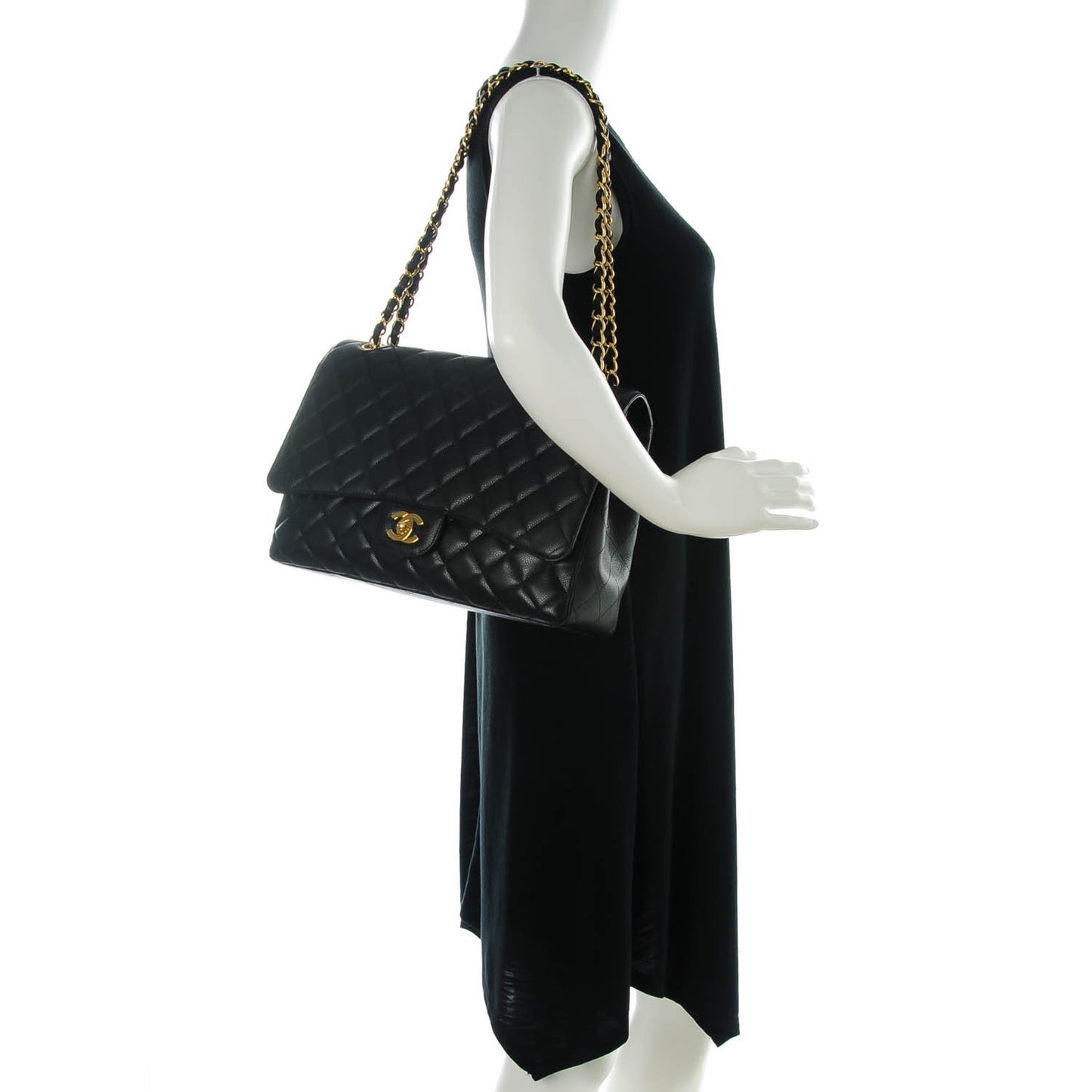 Caviar Quilted Maxi Single Flap Black