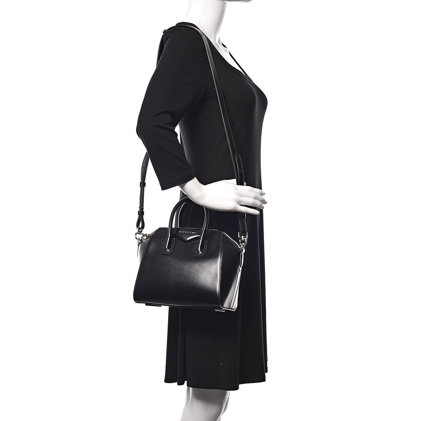 Shiny Lord Calfskin Mini Antigona Black
