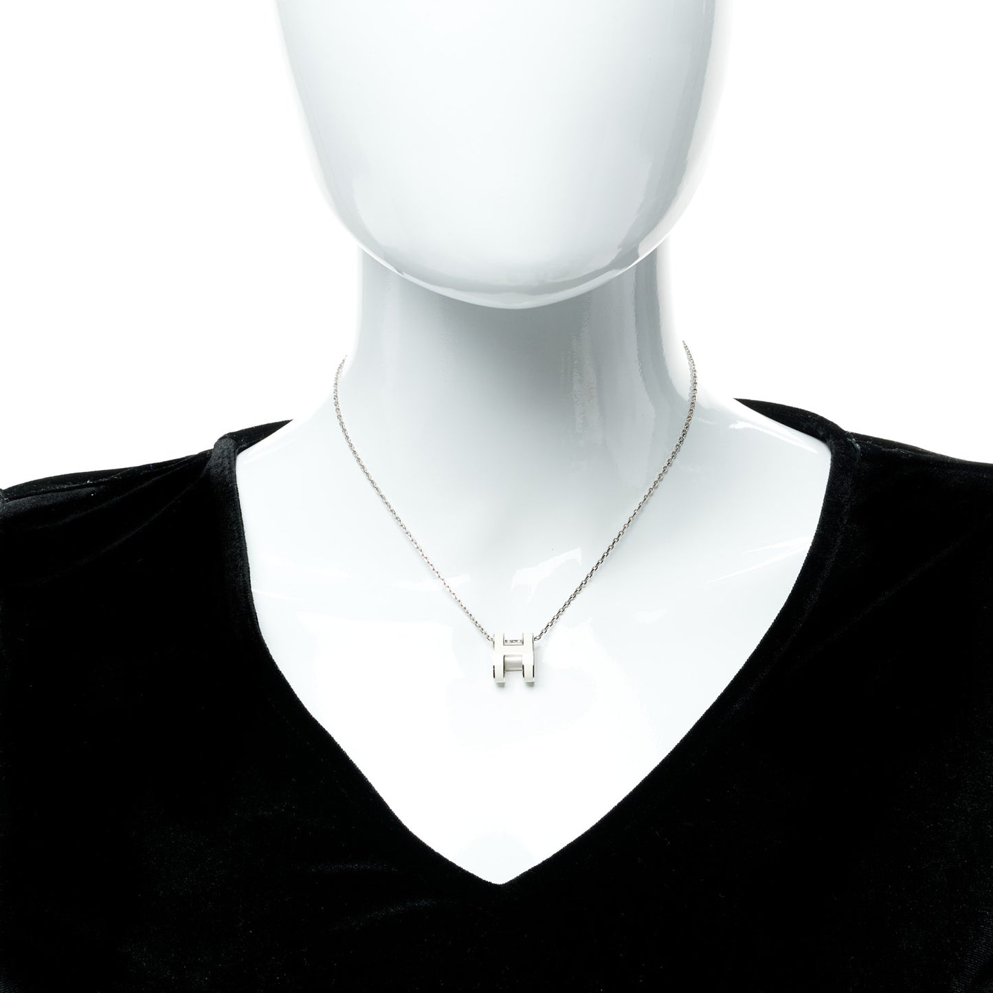 Palladium Pop H Pendant Necklace White