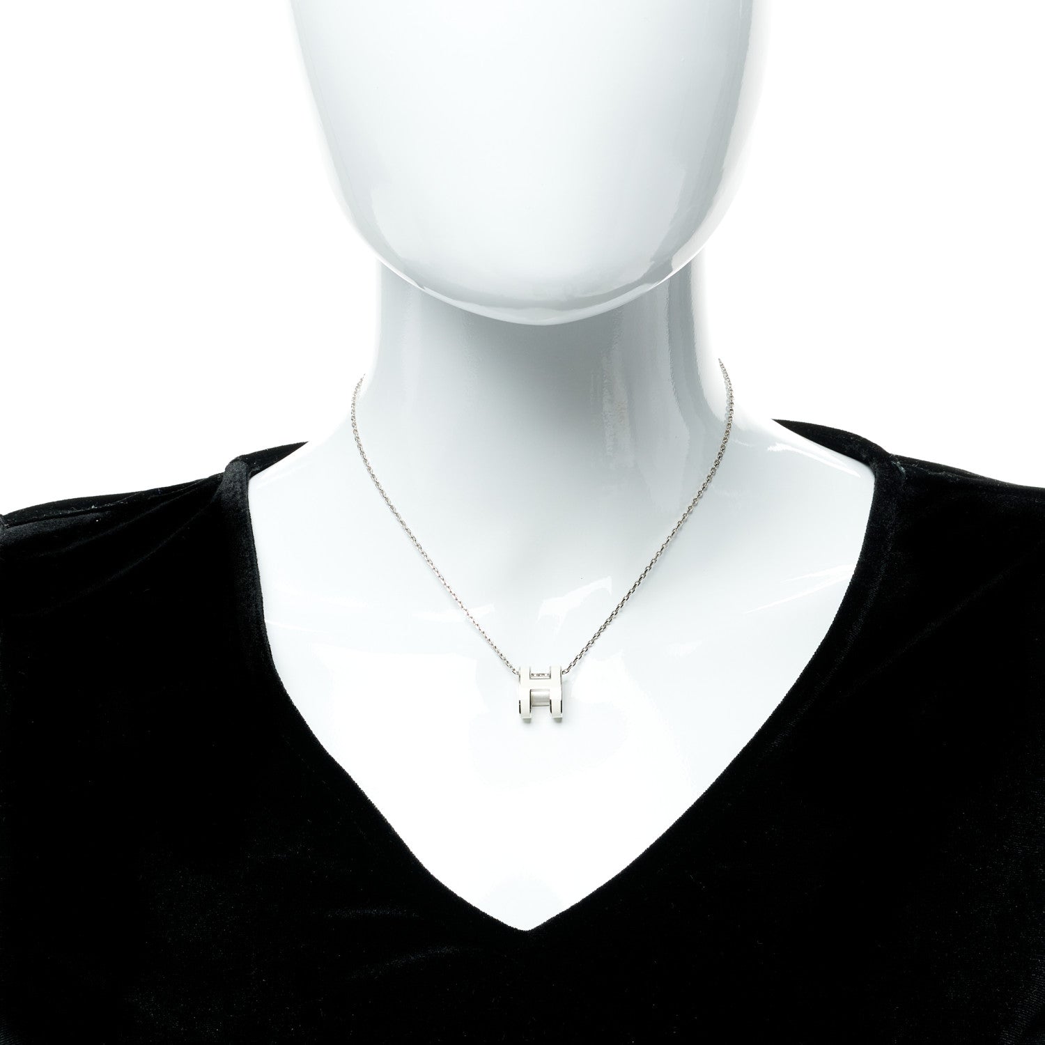 Hermes Palladium Pop H Pendant Necklace White 2 of 6