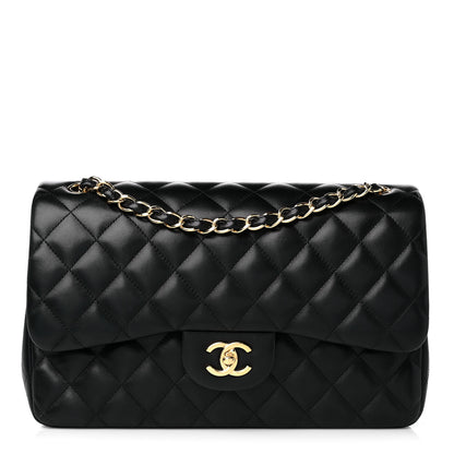 Chanel Lambskin Quilted Jumbo Double Flap Black 1 of 15