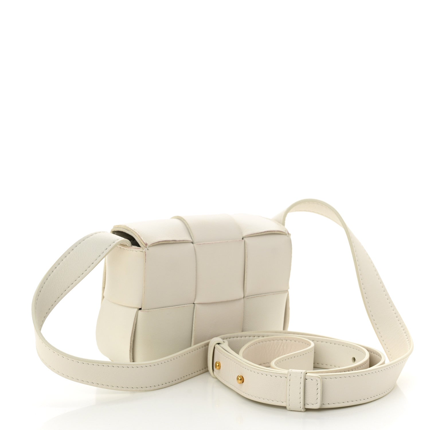 Bottega Veneta Lambskin Maxi Intrecciato Extra Mini Cassette Crossbody Bag White 3 of 9