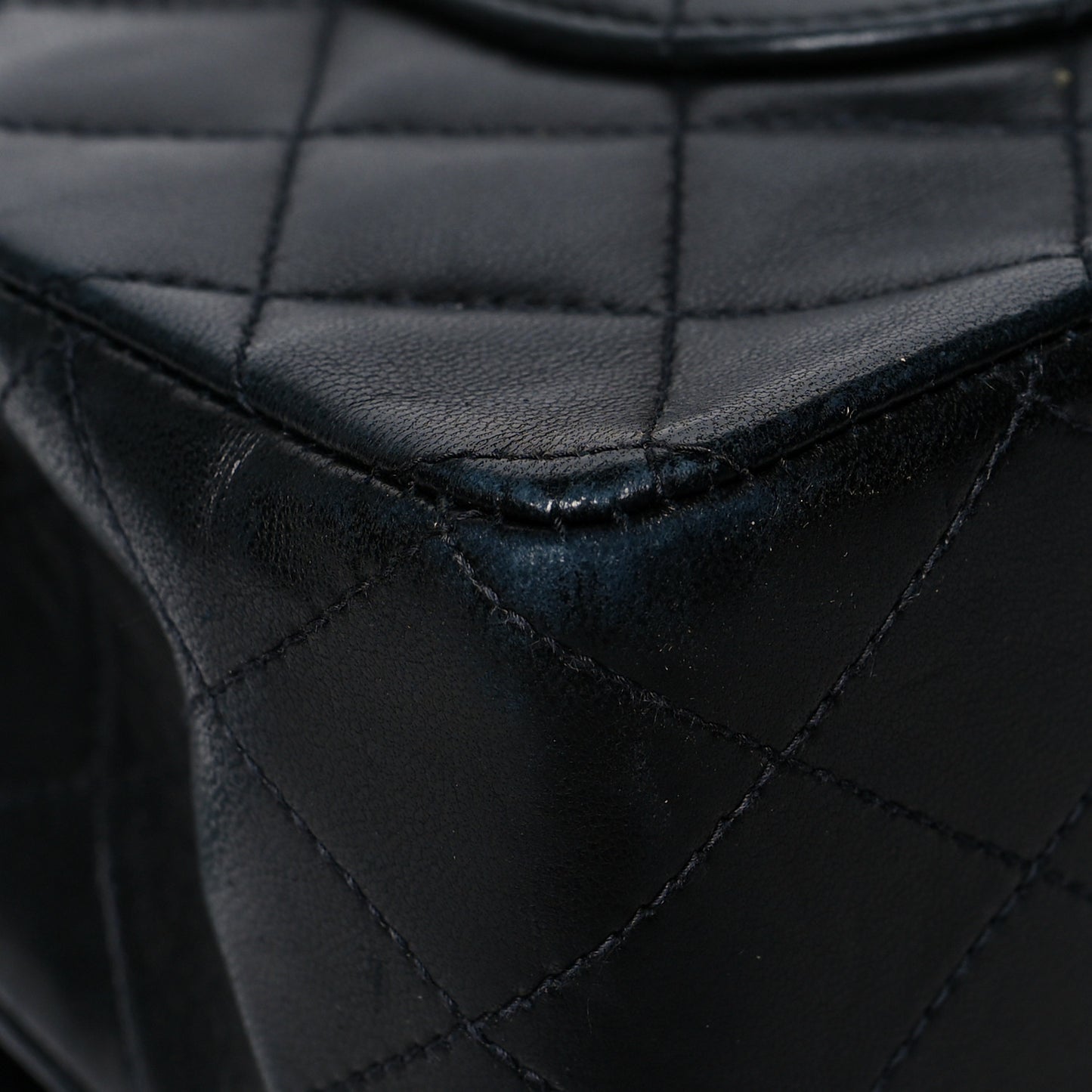 Lambskin Quilted Medium Double Flap Black