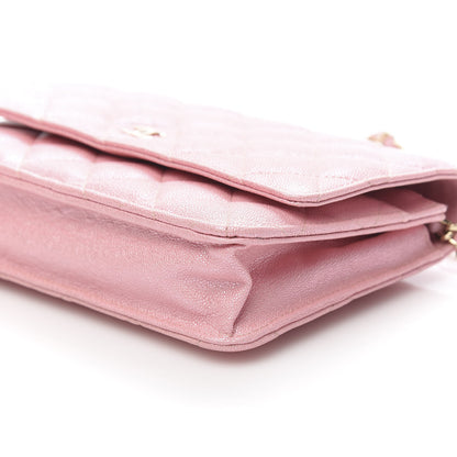 Chanel Iridescent Caviar Quilted Wallet on Chain WOC Rose Pink 10 of 12