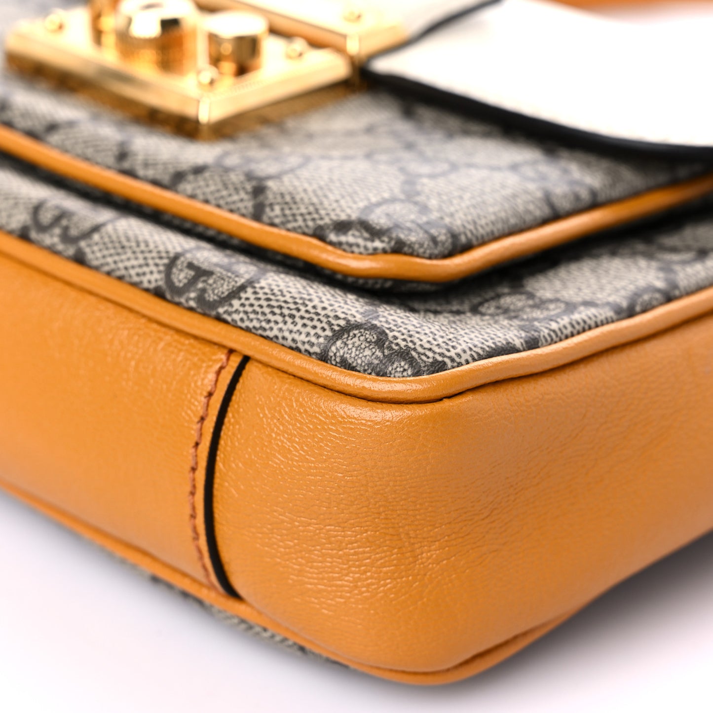 GG Supreme Monogram Calfskin Mini Padlock Flap Pocket Shoulder Bag Beige Mystic White Sun Oil