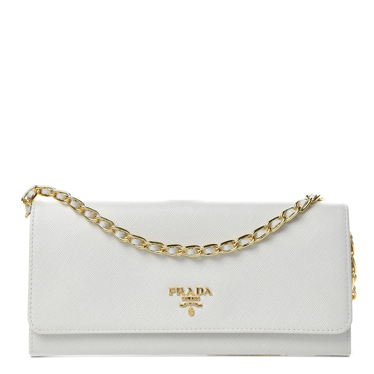 Prada Saffiano Metal Oro Chain Wallet Talco 1 of 12