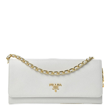 Prada Saffiano Metal Oro Chain Wallet Talco 1 of 12