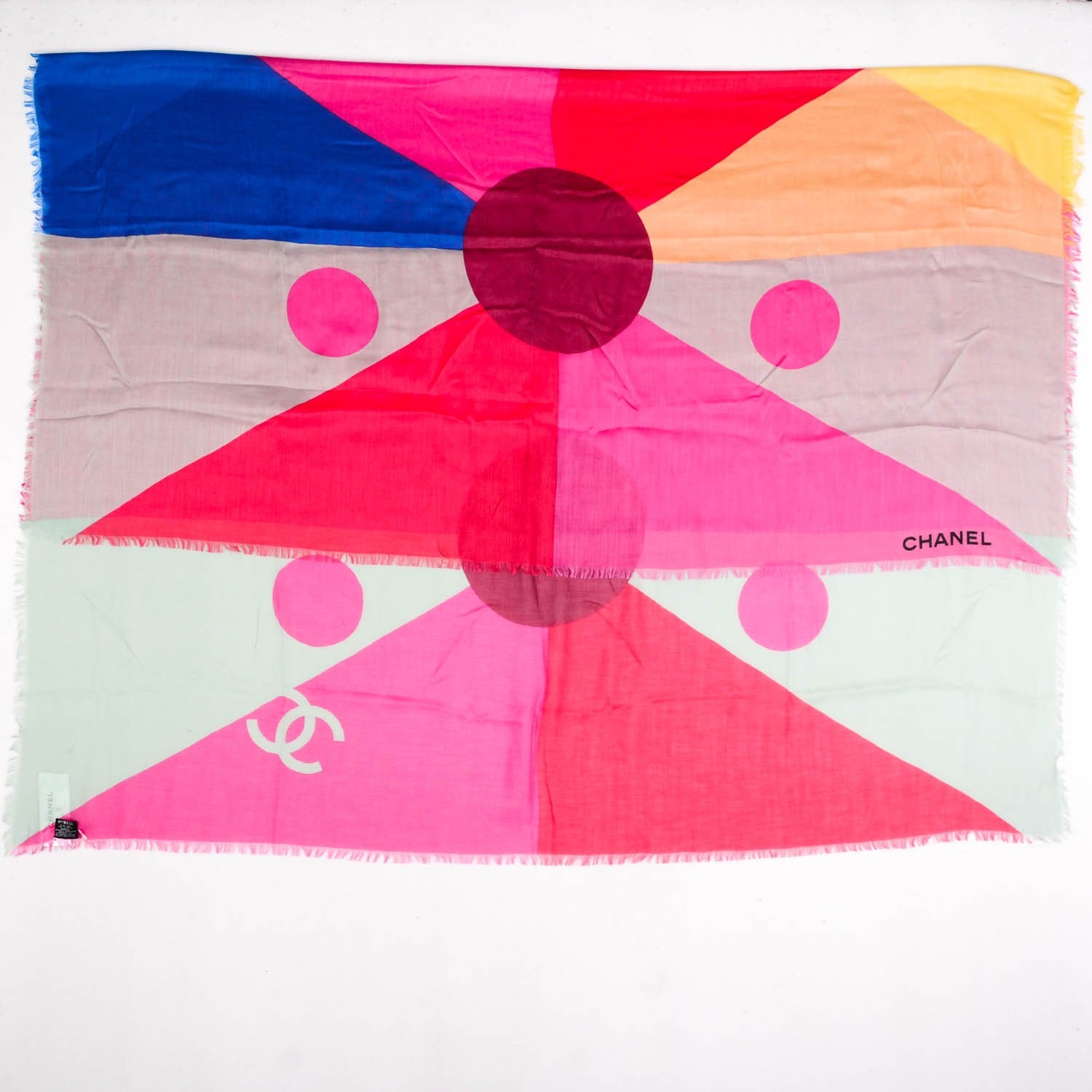Chanel Cotton Cashmere Fringe Stole Fuchsia 3 of 5