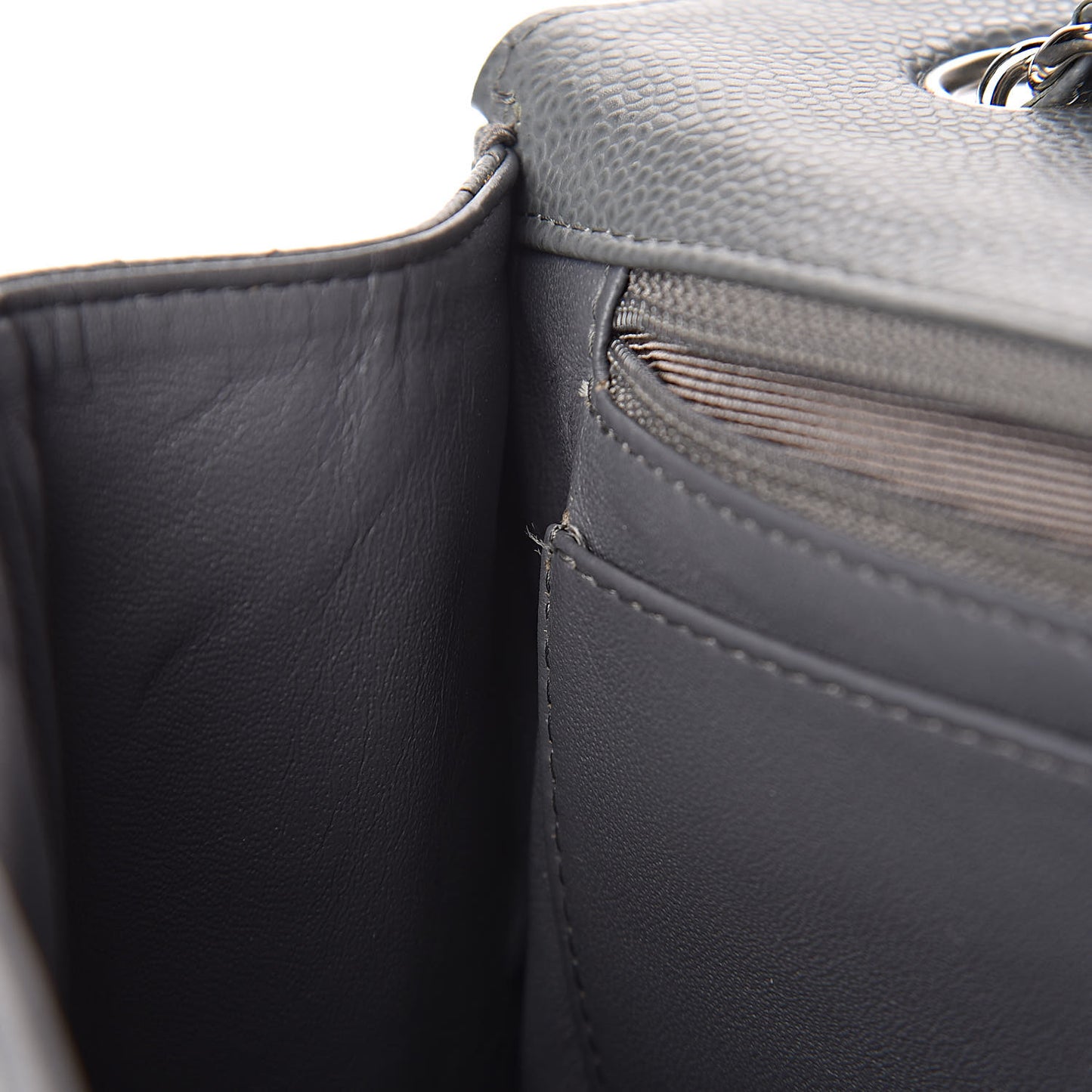 Caviar Quilted Jumbo Single Flap Grey