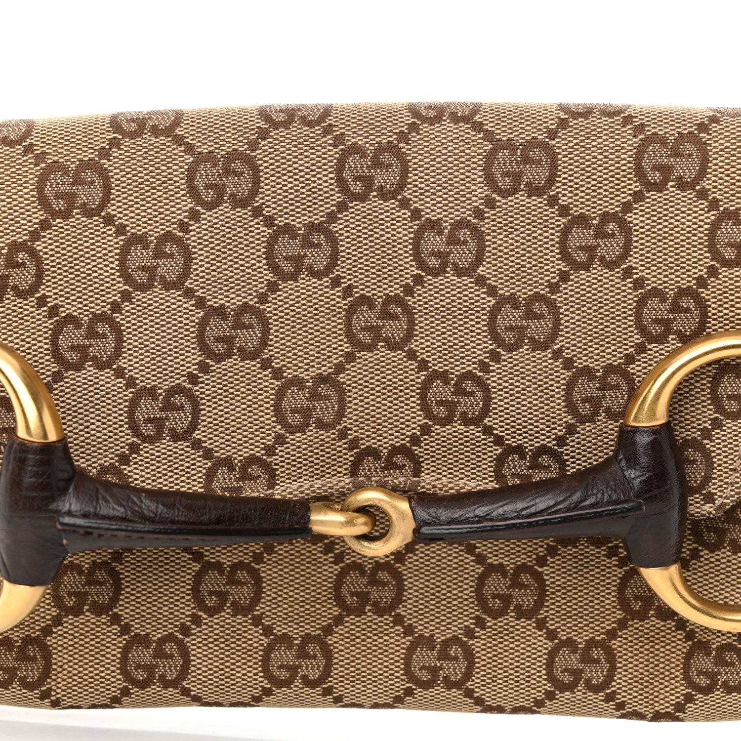 Gucci Monogram Horsebit Clutch Dark Brown 8 of 10