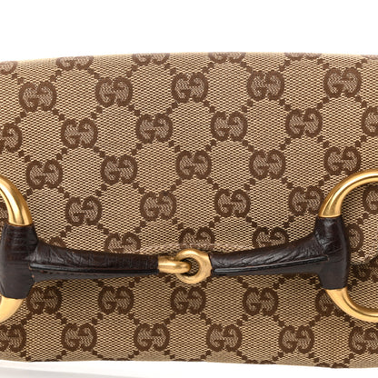 Gucci Monogram Horsebit Clutch Dark Brown 8 of 10