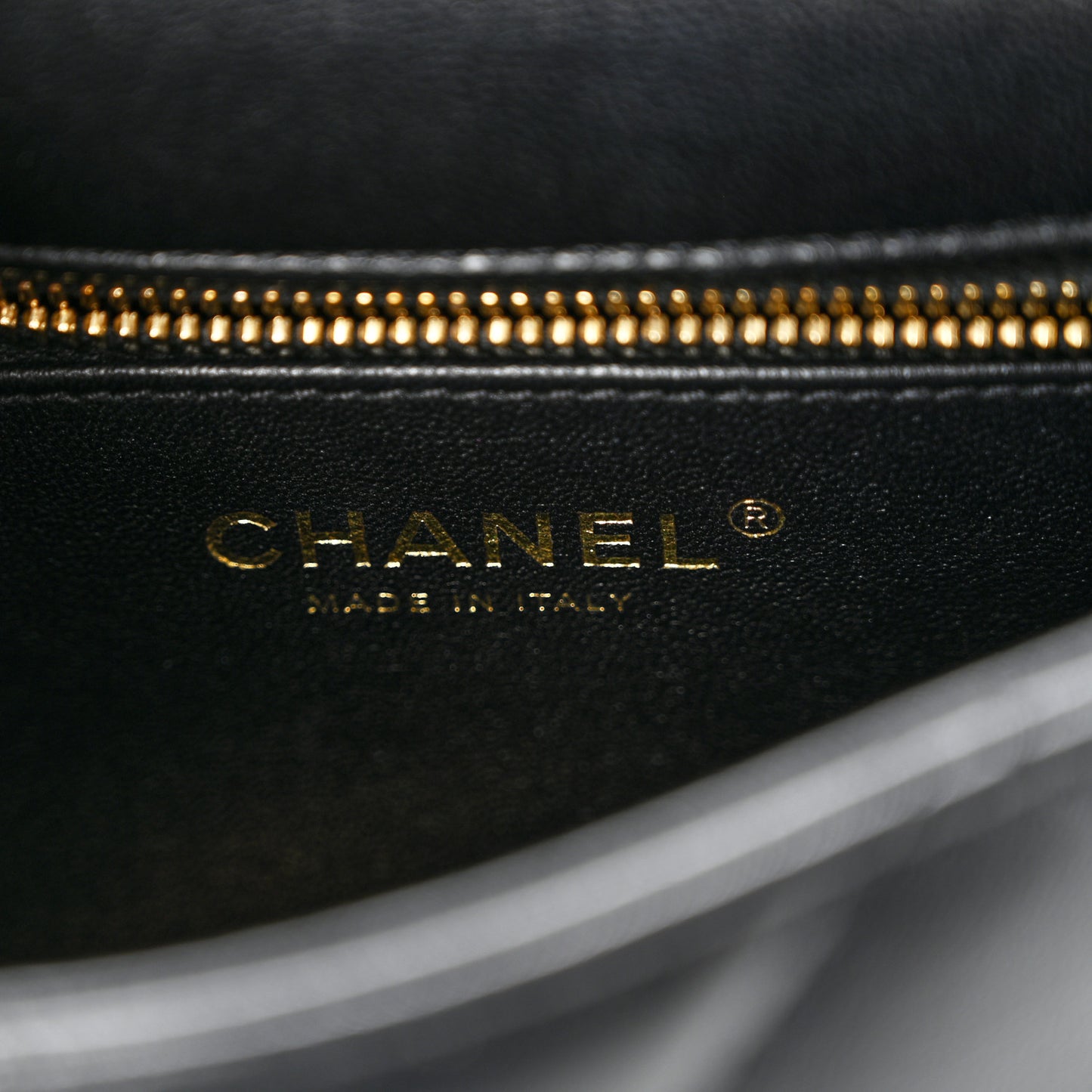 Lambskin Resin Quilted Top Handle Flap Black
