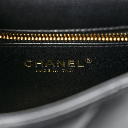 Chanel Lambskin Resin Quilted Top Handle Flap Black 6 of 10