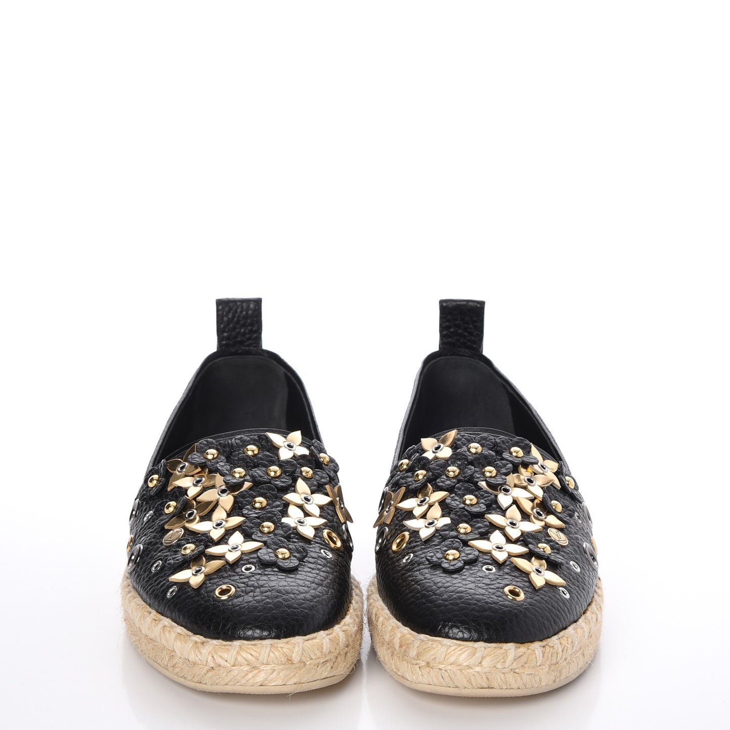 Calfskin Tropical Bloom Espadrille Flat 36 Black