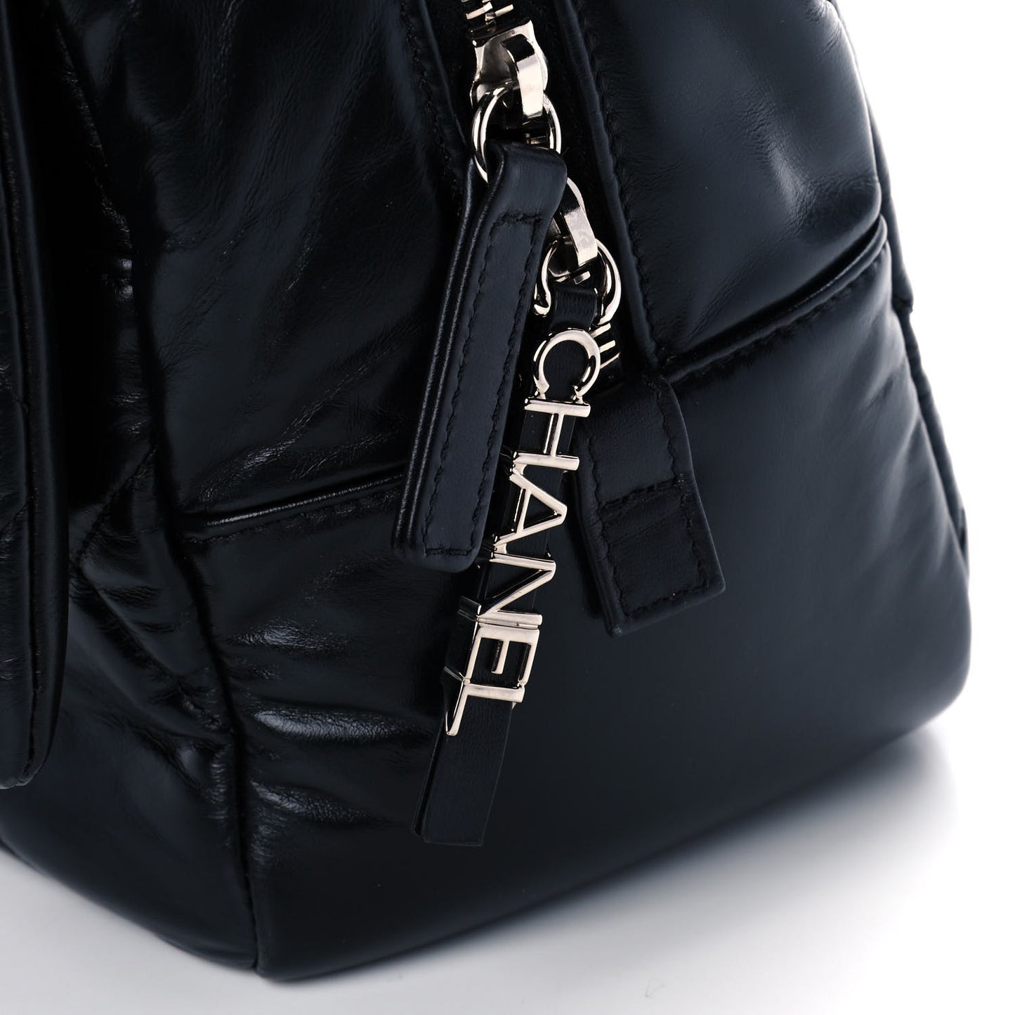 Aged Calfskin Quilted Small Express Bowling Bag Black