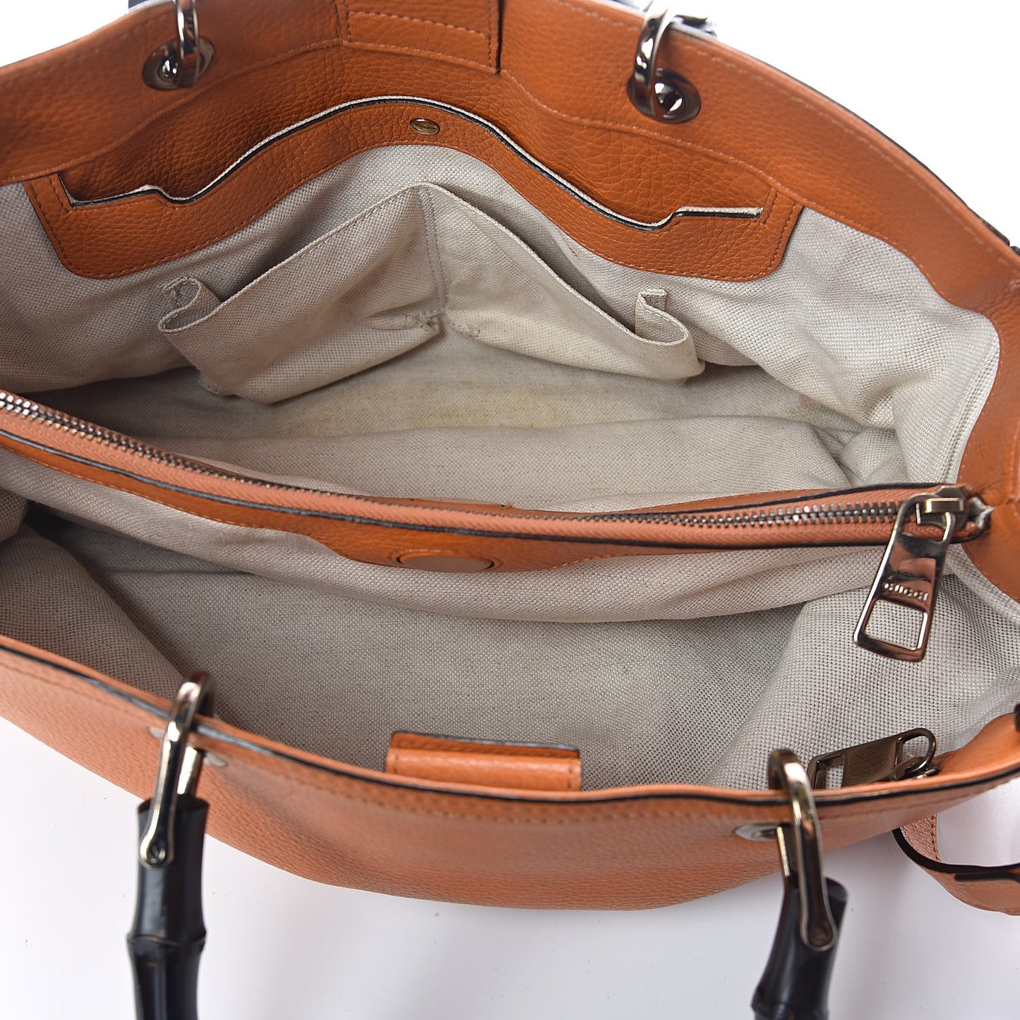 Cellarius Calfskin Medium Bamboo Shopper Tote Orange