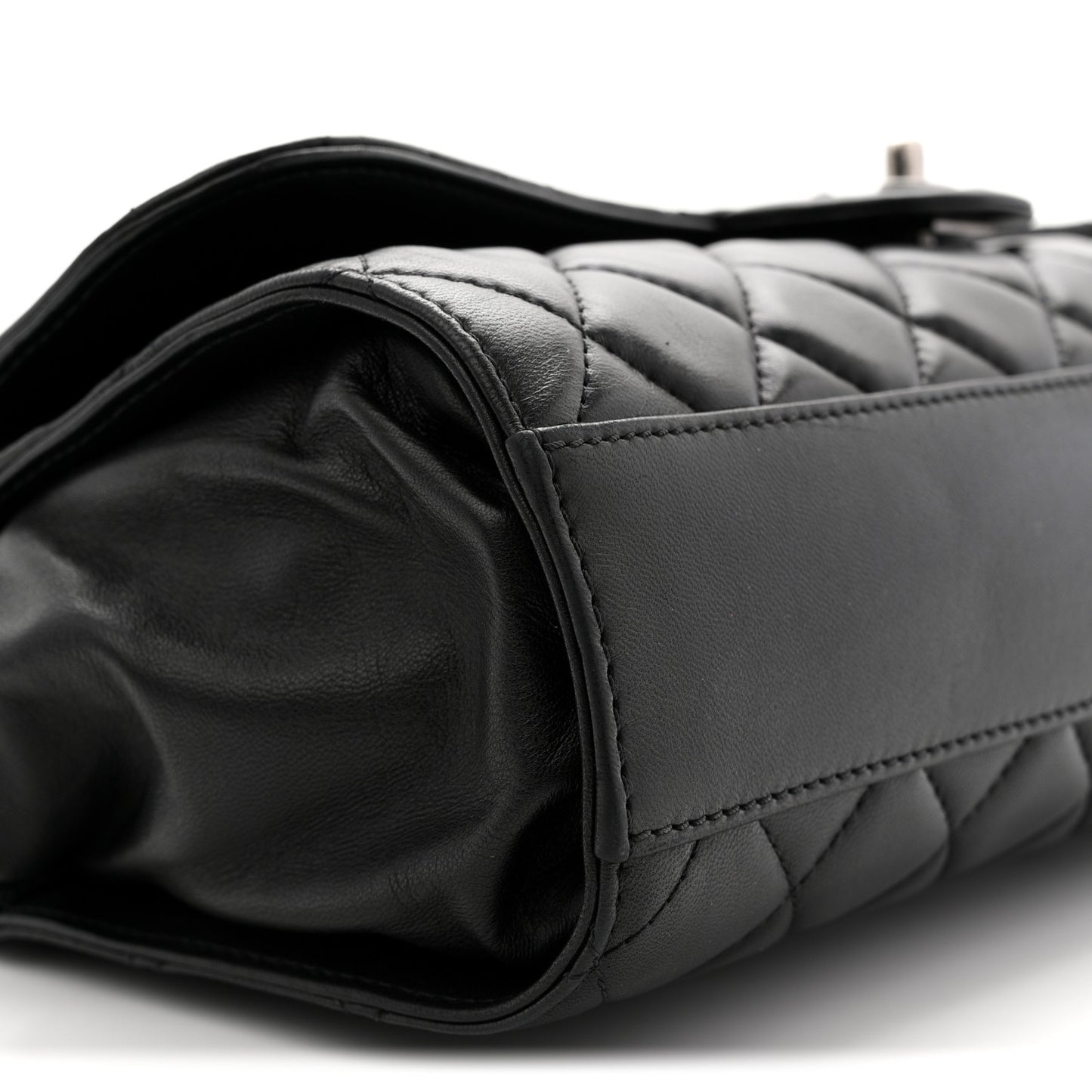 Lambskin Quilted Jumbo Grocery By Chanel Drawstring Shopping Bag Black