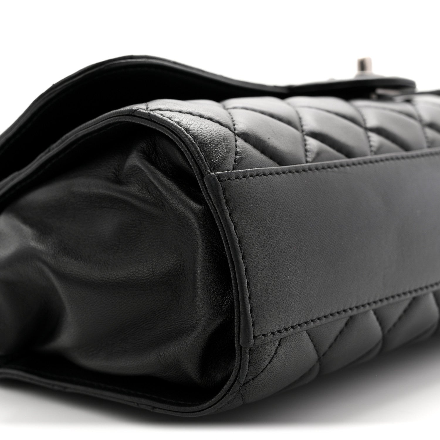 Chanel Lambskin Quilted Jumbo Grocery By Chanel Drawstring Shopping Bag Black 9 of 10
