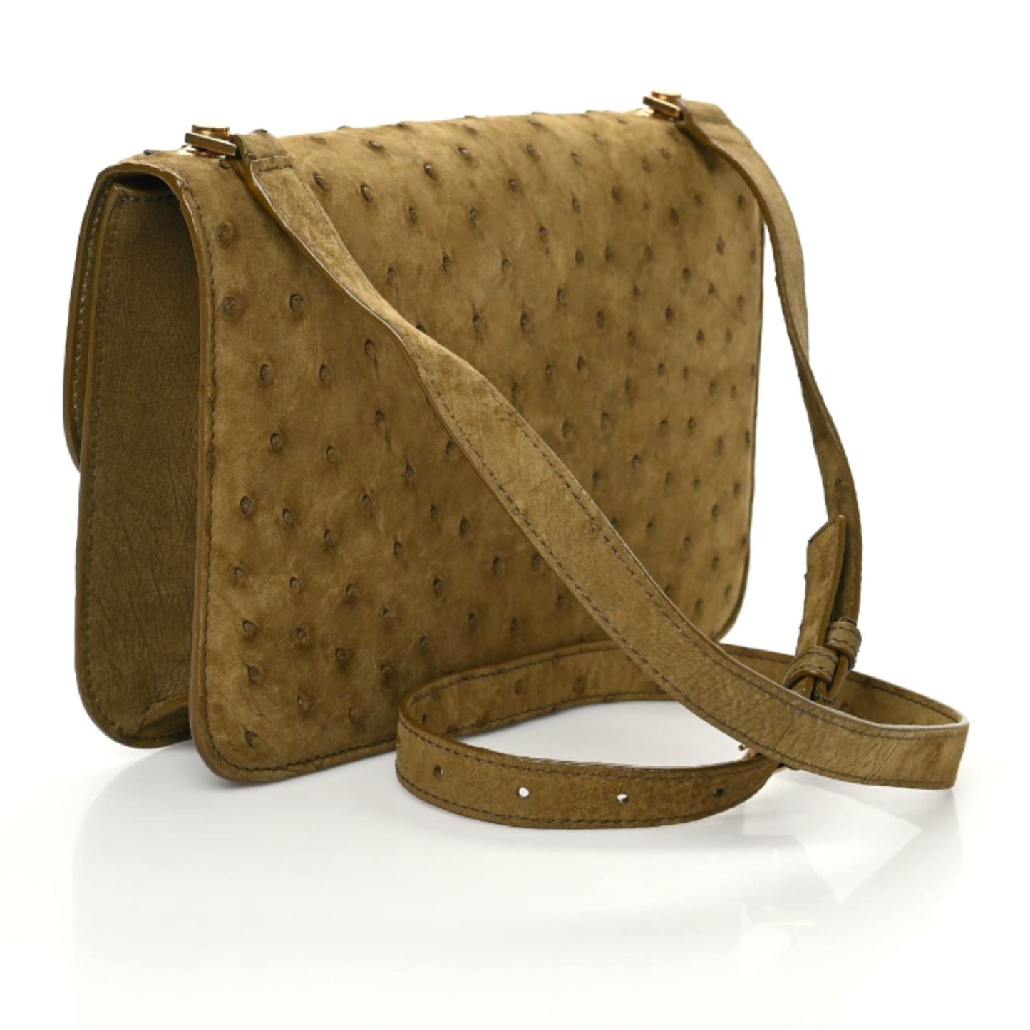 Ostrich Carre Satchel Green
