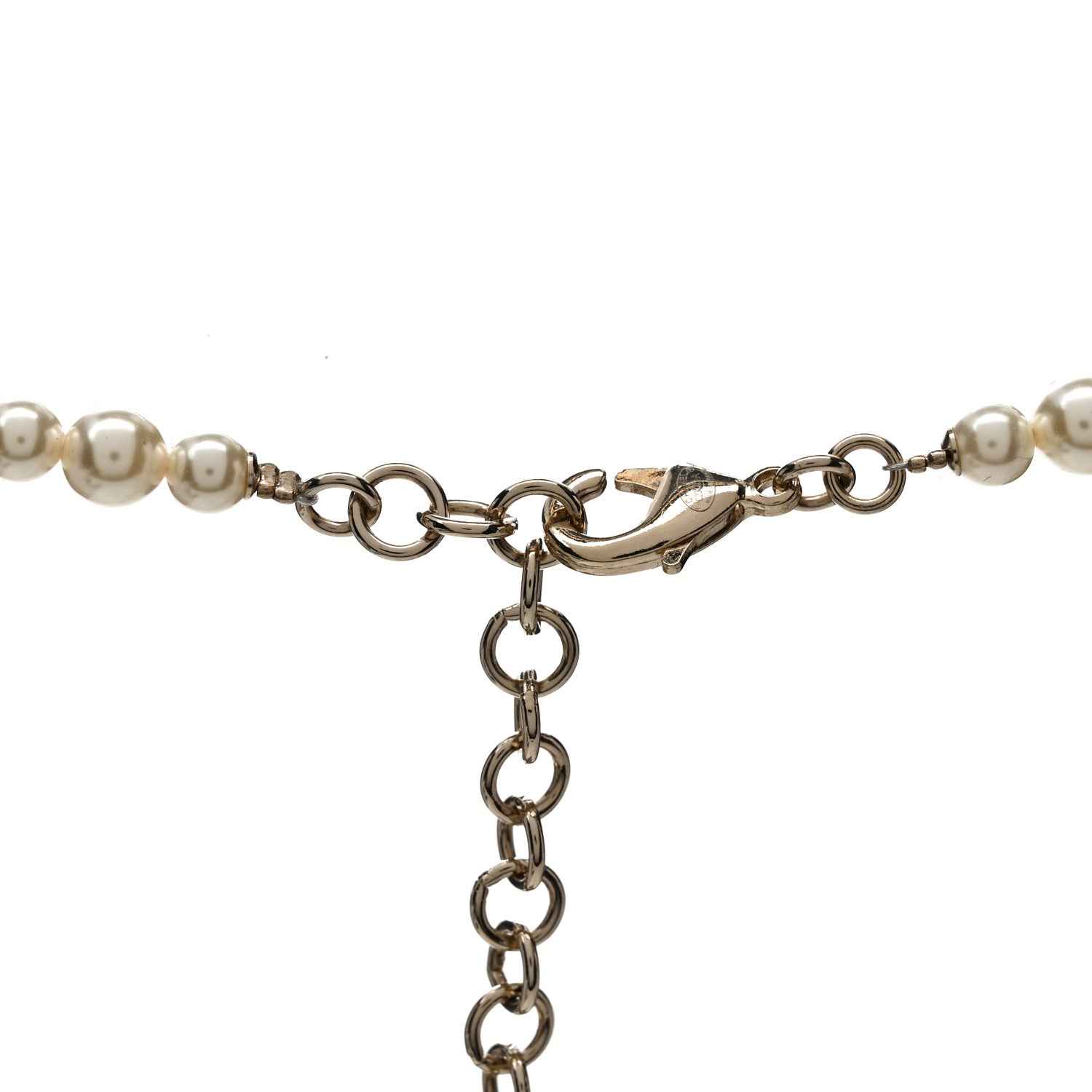 Chanel Metal Crystal Pearl CC Star Short Pendant Necklace Gold 4 of 6