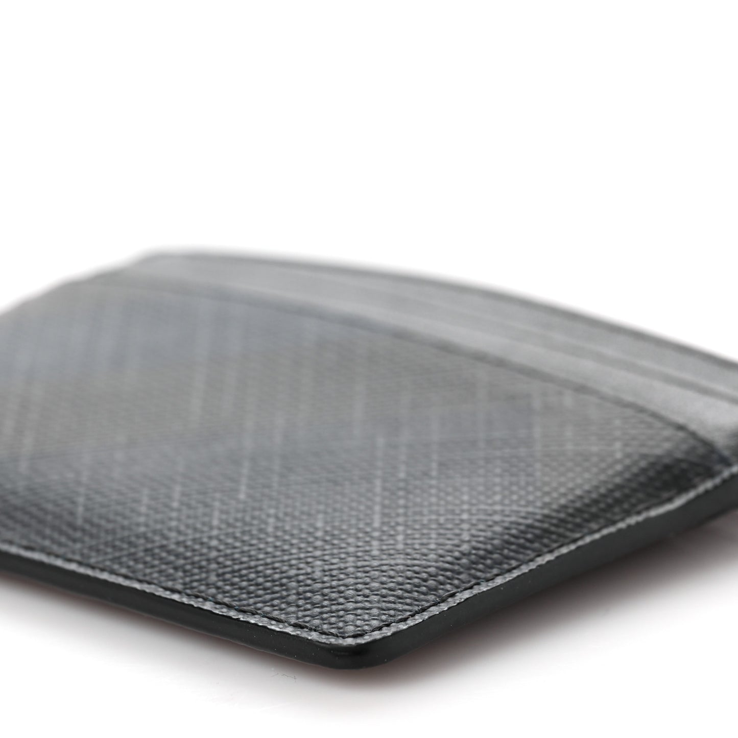 Grained Calfskin London Check Card Case Navy Black