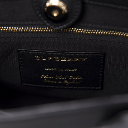 Burberry Grainy Calfskin House Check Small Banner Tote Black 8 of 9