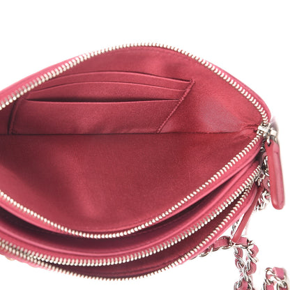 Chanel Lambskin Camellia Embossed Small Clutch With Chain Fuchsia 6 of 10