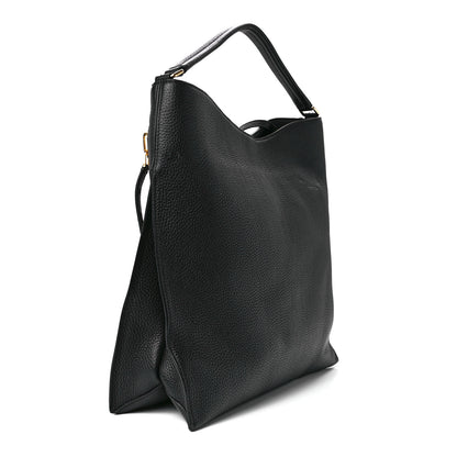 Tom Ford Pebbled Calfskin Small Alix Padlock Zip Hobo Bag Black 4 of 14