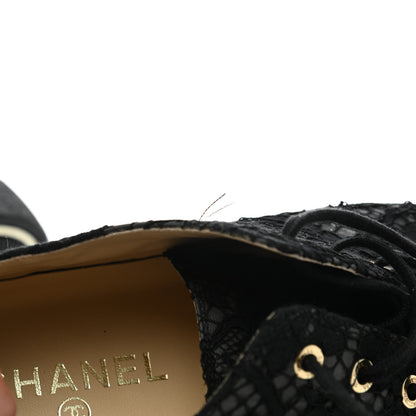 Chanel Lace Calfskin Camellia Floral Sneakers 40 Black 9 of 9