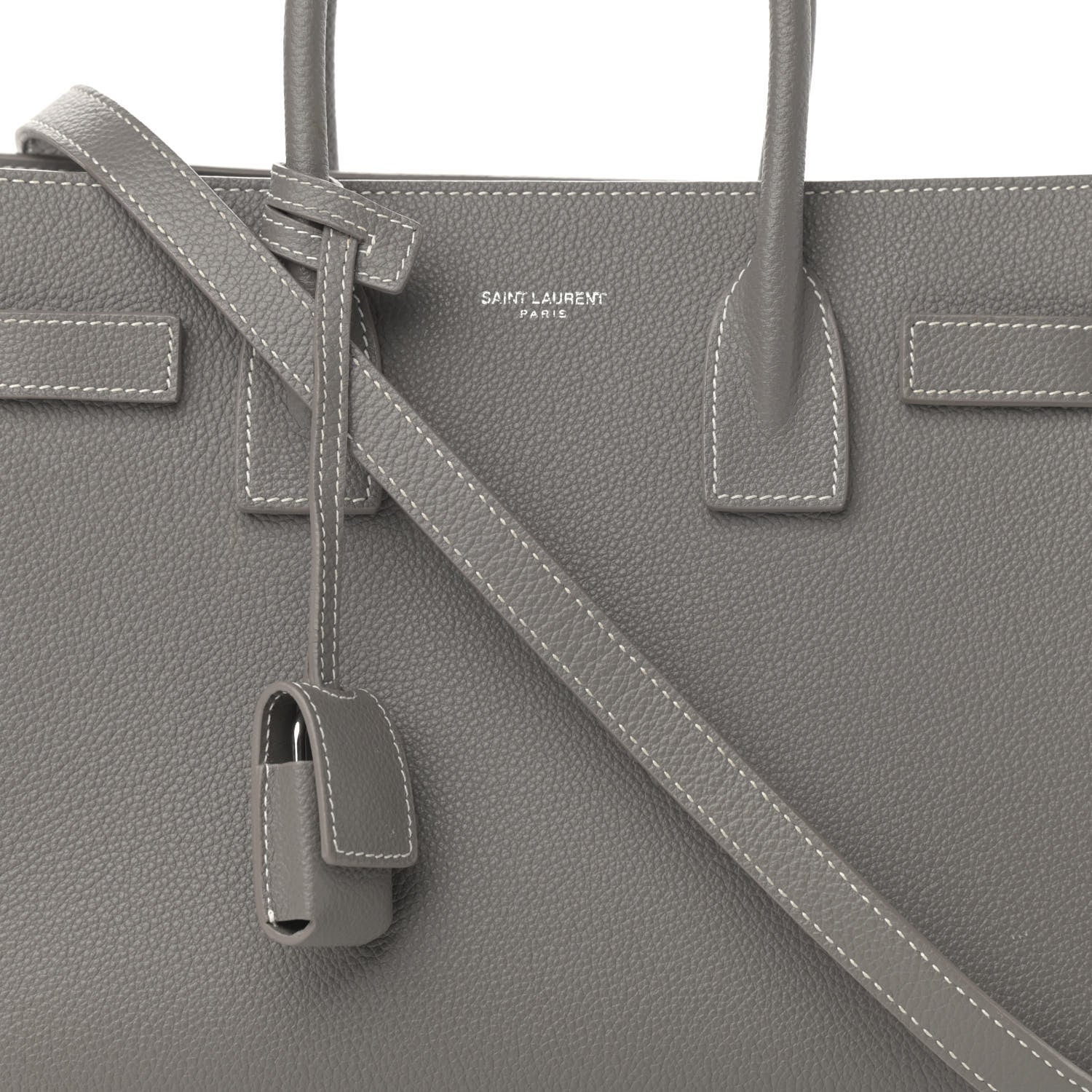Saint Laurent Grained Calfskin Topstich Baby Sac De Jour Fog 8 of 17