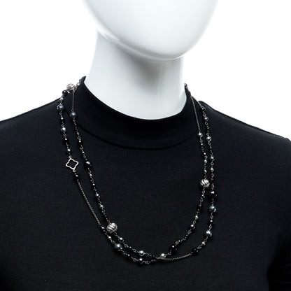 David Yurman Darkened Sterling Silver Black Onyx Hematite Quatrefoil Bead Chain Necklace 2 of 5