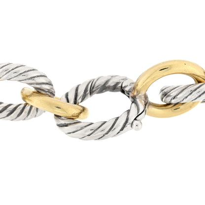 David Yurman Sterling Silver 18K Yellow Gold 12mm Medium Oval Link Bracelet 3 of 3